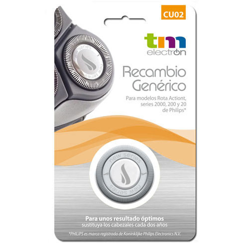 [CU02] Cabezales de afeitado genérico CU02 TM Electron. Para modelos Rota Action de Philips.