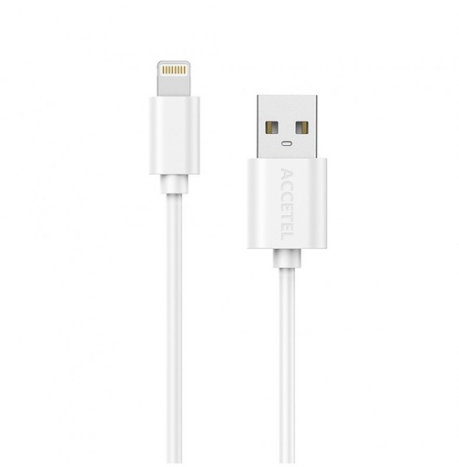 [CU1603SUR] Conexión USB Iphone 2.1A blanco 1metro Accetel. Mod. CU1603