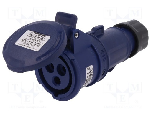 [FAM23200TME] Base de alimentación AC monofásico 2P+TT 16A IP44. Mod. FAM-23200