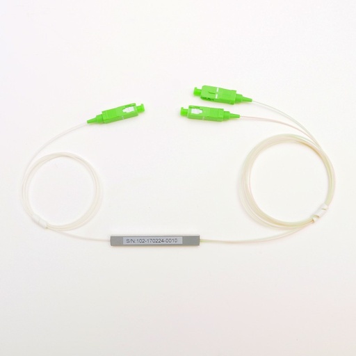 [FO070049TEC] Splitter fibra óptica PLC conectorizado SC APC 1x2. Mod. FO-070049