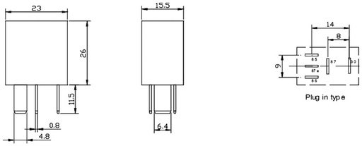 [FRC7CSDC12VTME] Relé coche 12VCC 25A 1,5W. Mod. FRC7C-S-DC12V