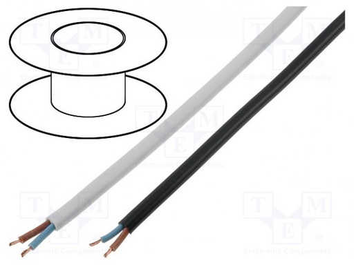 [H03VVH2F2X050BK] Cable plano 2x0,5mm2 negro 300V. Mod. MNP2X0.5
