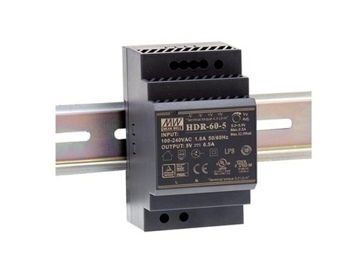 [HDR6012VEL] Fuente alimentación carril din 12V 60W Mean Well. Mod. HDR-60-12