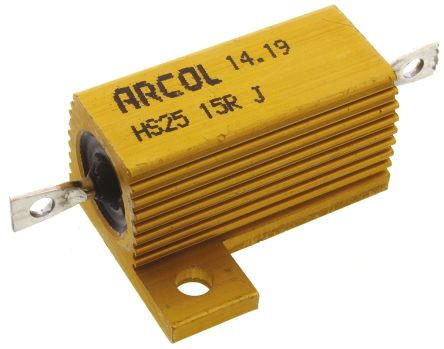 [HS2515R] Resistencia de potencia con radiador atornillable 25W 15 Ohmios. Mod. HS25-15R