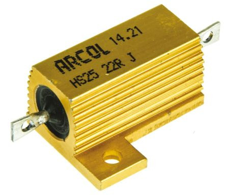 [HS2522RJ] Resistencia de potencia con radiador atornillable 25W 22 Ohmios. Mod. HS25-22R