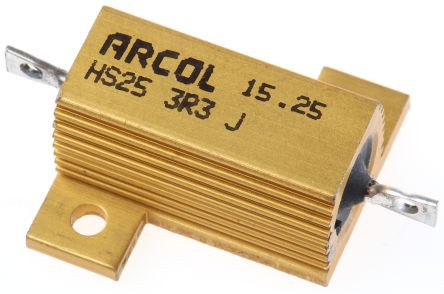 [HS253R3J] Resistencia de potencia con radiador atornillable 25W 3R3 Ohmios. Mod. HS25-3R3