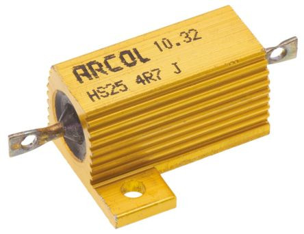 [HS254R7F] Resistencia de potencia con radiador atornillable 25W 4R7 Ohmios. Mod. HS25-4R7