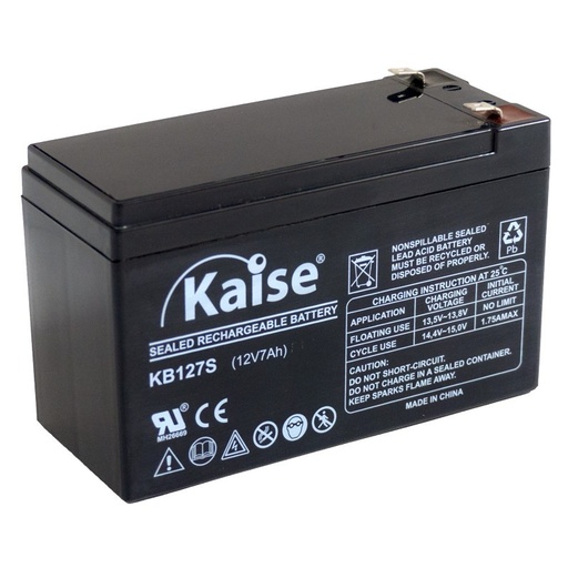 [KB1270SECURITYTEM] Batería plomo AGM 12V 7Ah F1Kaise. Mod. KB1270SECURITY