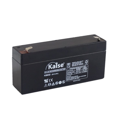 [KB632TEM] Batería plomo AGM 6V 3.2Ah F1 Kaise. Mod. KB632