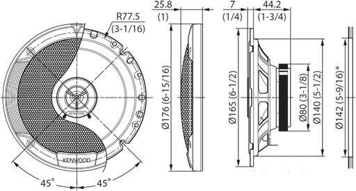 [KFCS1766CAL] Pareja altavoces coche 17cm 300W 2 vías Kenwood. Mod. KFC-S1766