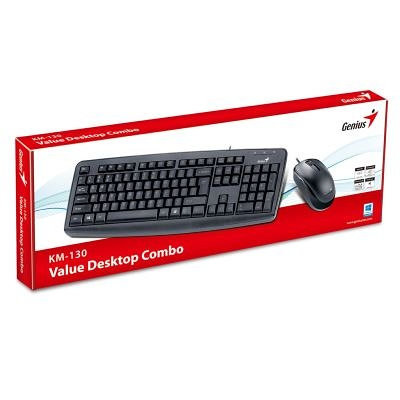 [KM130DMI] COMBO TECLADO Y RATON GENIUS KM 130 ALAMBRICO USB NEGRO. MOD. KM-130