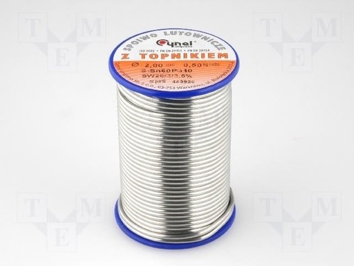 [LC6020005TME] Bobina estaño Sn60Pb40 2mm 0,5kg 190°C 2,5%. Mod. LC60-2.00/0.5