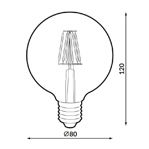 [LM8557] Bombilla Led Filamento E27 G80 6W ámbar. Mod. LM8557