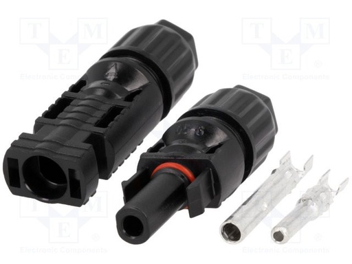 [SOLCON4] Conector solar macho + hembra recto 2,5 - 4mm2 con contactos. Mod. MC4CON950