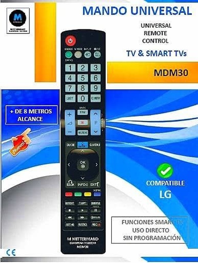 [MDRC11SUR] Mando de TV compatible para LG. Mod. MDM30