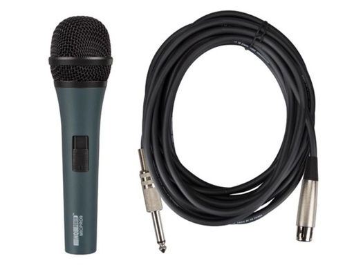 [MICPRO9VEL] Micrófono, dinámico, unidireccional, 4.5 m cable, con estuche, negro HQ Power. Mod. MICPRO9