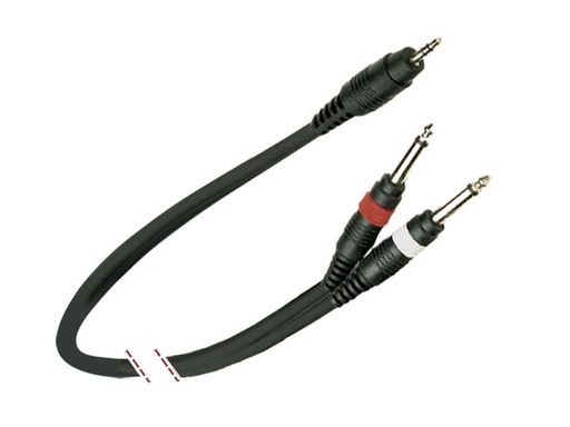 [MK57EQU] Cable de señal. 2 Jack 1/4'' mono macho - 1 Mini Jack TRS macho. 3.0m MARK. Mod. MK 57