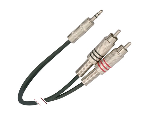 [MK62EQU] Conexión estéreo 2 RCA macho a minijack estéreo. 3m MARK. Mod. MK62