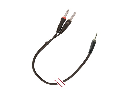 [MK68EQU] Cable de señal. 2 Jack 1/4'' mono macho - 1 Mini Jack estéreo macho. 1,5m MARK. Mod. MK 68