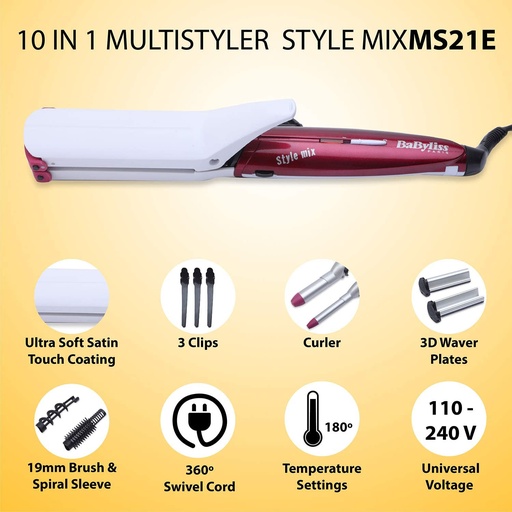 [MS21EMULTISTYLERELE] Set moldeador Style Mix 8 en 1 plancha de pelo Babyliss. Mod. MS21E
