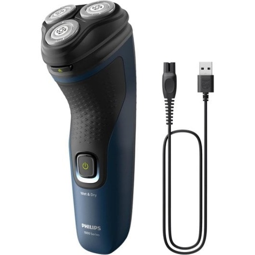 [S115100] Afeitadora Eléctrica Negra/Azul recargable serie 1000 Philips. Mod. S1151/00