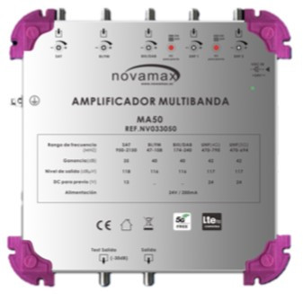 [NV033050SUR] Central amplificador multibanda 5 entradas 42dB Novamax. MA50