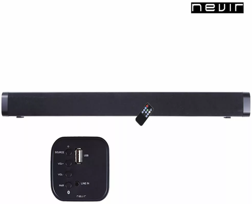 [NVR843SBBUELE] Barra de sonido soundbar 2.1 canales 10W Negro Nevir. Mod. NVR-842SBBU