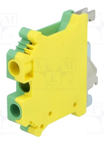 [PC6PETME] Borna tierra carril DIN 6.0mm2 amarillo verde. Mod. PC-6-PE