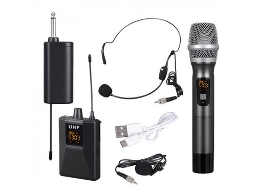 [PDWMU114CAL] Pack 2 micrófonos  Mano y diadema inalámbricos UHF Pyle. Mod. PDWMU114
