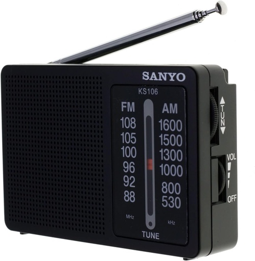 [KS106BLK] Radio portátil negro AM FM Sanyo. Mod. KS106BLK