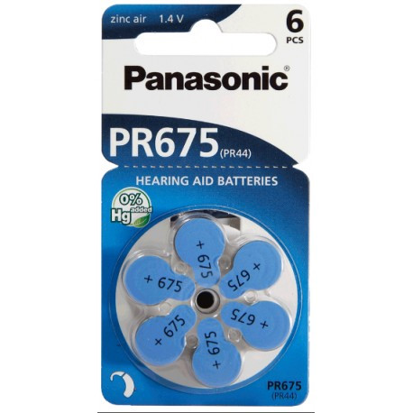 [PR675PN] Pila audifono 1.4V Panasonic - Precio 6 UNIDADES. Mod. PR675 PR44