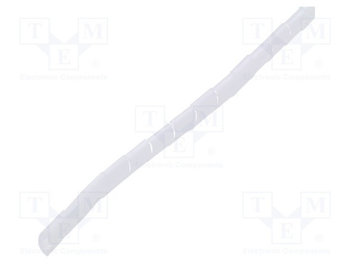 [QOLTEC52260] Cinta helicoidal 10mm blanco tarnsparente precio metro. Mod. QOLTEC-52260