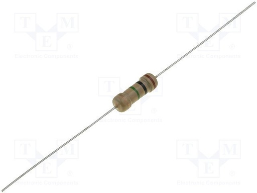 [R0.5W1K5] Resistencia de carbón THT 1K5Ω 0,5W ±5%. Mod. R0.5W1K5