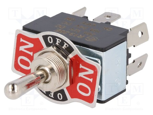 [R1328E01HPH] Interruptor de palanca 3 posiciones ON-OFF-ON 20A/12VDC. Mod. R13-28E-01-HPH
