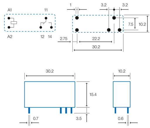 [RL191ELM] Rele miniatura serie "H" 24Vcc 1Cto 10A. Mod. 43.41.7.024.2000