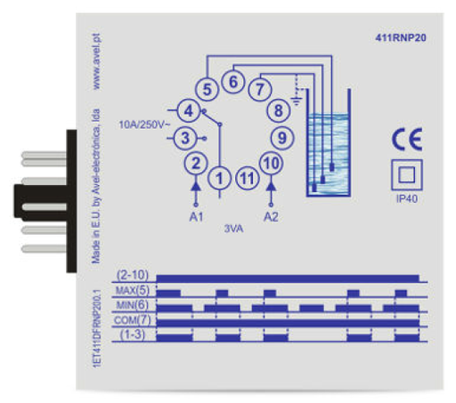 [411RNPS0023] Relé Nivel Pozo 230V hidronivel AVEL. Mod. RNPS0-023