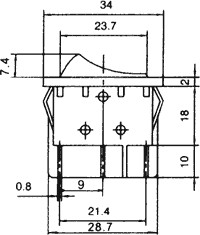 [RS2023C7BKTME] Conmutador bipolar 2 posciones ON-ON 15A/250VCA negro. Mod. 11405CN