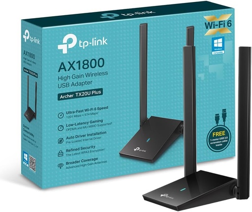 [TX20U] Adaptador WiFi 6 dual band 5GHz/2.4GHz Tp-Link. Mod. TX20U Plus AX1800