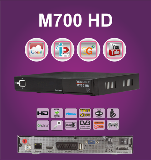 [RS770HD] Receptor satélite HD IPTV Redline WIFI. Mod. M770HD