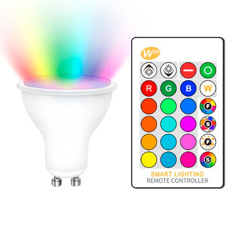 [LM7142] Bombilla LED GU10 5W RGBW con Mando. Mod. RU2016