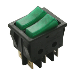 [11410ILLNVV] Interruptor unipolar doble tecla 16A 250V verde. Mod. 11410.ILL/NVV