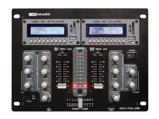 [SION702USBEQU] Mezclador DJ con 2 reproductores. 2 canales. Mark. Mod. SION 702 USB