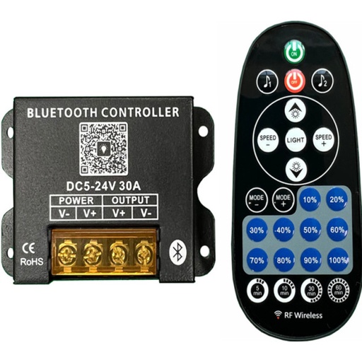 [HLPYSBLERFT30] Controlador tira LED Musical Bluetooth App monocolor. Mod. HLPYSBLERFT30