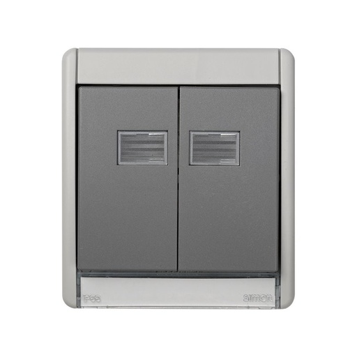 [4400026035] Tecla doble para mecanismos empotrar Simon 44 Aqua. Mod. 4400026-035