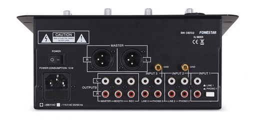 [SM1621UFON] Mesa mezcla 6 entradas 2 salidas USB/SD/Bl Fonestar. Mod. SM-1621U