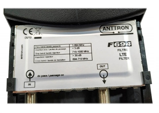 [SMF694SUR] Filtro de rechazo 5G a 694 Mhz 30dB ANTTRON. Mod. F694