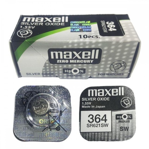 [SR621SW] Pila Boton Oxido Plata Maxell AG-1 364 SR621SW 1.55V.