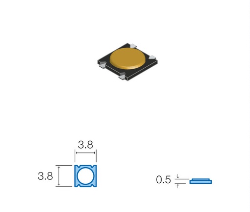 [SW038ELM] Pulsador de tacto SMD 3.8X3.8X0.5 MM. Mod. SW038