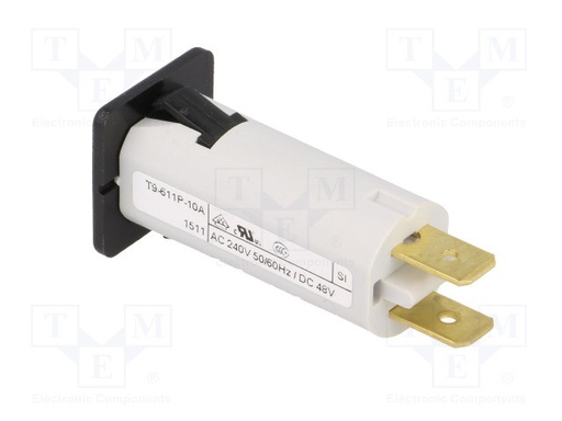 [T9611P10A] Interruptor magnetotérmico rearmable 240VCA 48VCC 10A 1 polo. Mod. 4404.0004