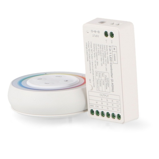 [LM2085] Controlador Regulador Rgb+Cct 12/24V Dc + Mando Rf. Mod. LM2085